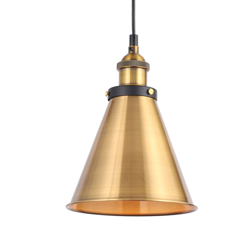 Barn Shade Metal Suspension Light Industrial Style 1 Bulb Brass Adjustable Hanging Ceiling Light Clearhalo 'Art Deco Pendants' 'Cast Iron' 'Ceiling Lights' 'Ceramic' 'Crystal' 'Industrial Pendants' 'Industrial' 'Metal' 'Middle Century Pendants' 'Pendant Lights' 'Pendants' 'Tiffany' Lighting' 256861