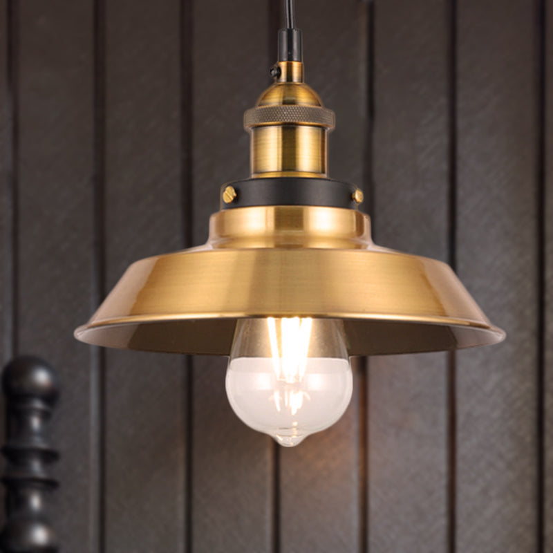 Barn Shade Metal Suspension Light Industrial Style 1 Bulb Brass Adjustable Hanging Ceiling Light Brass E Clearhalo 'Art Deco Pendants' 'Cast Iron' 'Ceiling Lights' 'Ceramic' 'Crystal' 'Industrial Pendants' 'Industrial' 'Metal' 'Middle Century Pendants' 'Pendant Lights' 'Pendants' 'Tiffany' Lighting' 256862