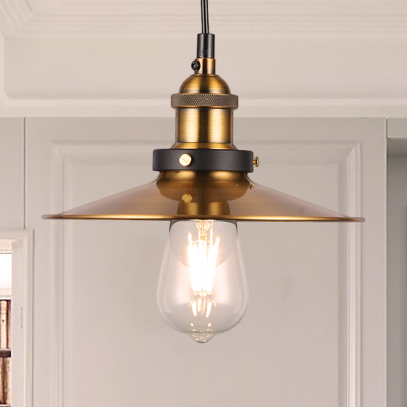 Barn Shade Metal Suspension Light Industrial Style 1 Bulb Brass Adjustable Hanging Ceiling Light Brass B Clearhalo 'Art Deco Pendants' 'Cast Iron' 'Ceiling Lights' 'Ceramic' 'Crystal' 'Industrial Pendants' 'Industrial' 'Metal' 'Middle Century Pendants' 'Pendant Lights' 'Pendants' 'Tiffany' Lighting' 256866