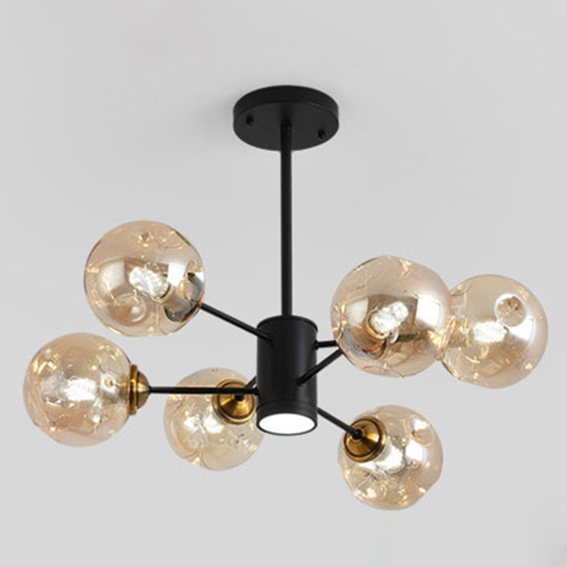 Bubble Chandelier Lighting Fixtures Modern Glass Hanging Pendant Lights for Bedroom 6 Amber Clearhalo 'Ceiling Lights' 'Chandeliers' 'Modern Chandeliers' 'Modern' Lighting' 2569414