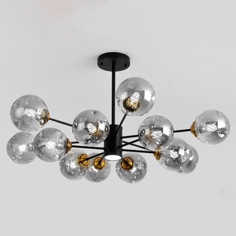 Bubble Chandelier Lighting Fixtures Modern Glass Hanging Pendant Lights for Bedroom 12 Smoke Gray Clearhalo 'Ceiling Lights' 'Chandeliers' 'Modern Chandeliers' 'Modern' Lighting' 2569423