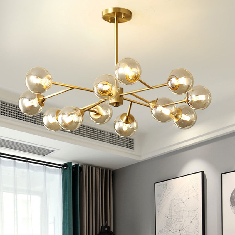 Globe-Shaped Chandelier Lighting Fixtures Modern Glass Suspension Light for Living Room Clearhalo 'Ceiling Lights' 'Chandeliers' 'Modern Chandeliers' 'Modern' Lighting' 2569477