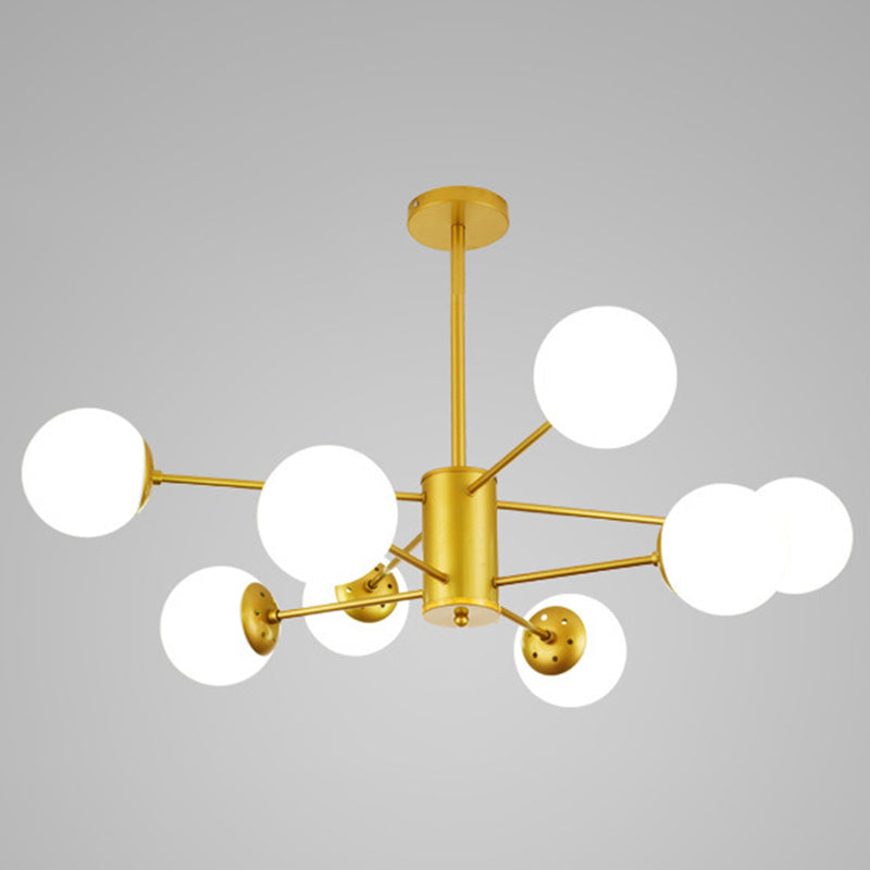 Spherical Chandelier Light Ultra-Contemporary Glass Ceiling Pendant for Living Room 8 Gold without Spot Light Clearhalo 'Ceiling Lights' 'Chandeliers' 'Modern Chandeliers' 'Modern' Lighting' 2569500