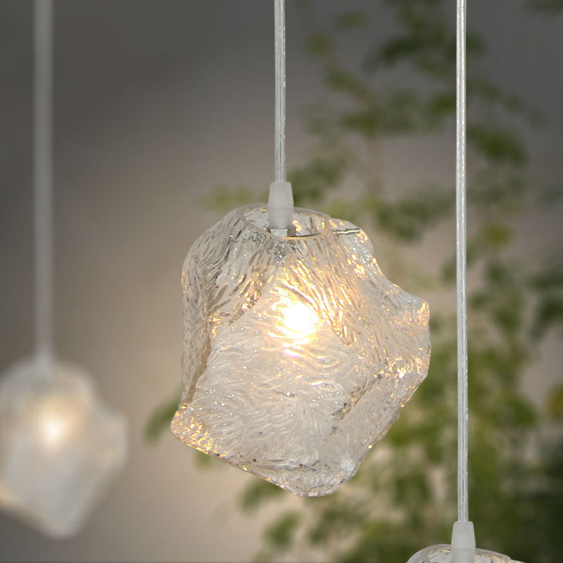 Ice Hanging Ceiling Light Minimalist Clear Glass 1 Light Dinging Room Pendant Lamp Clear Clearhalo 'Ceiling Lights' 'Glass shade' 'Glass' 'Modern Pendants' 'Modern' 'Pendant Lights' 'Pendants' Lighting' 257016