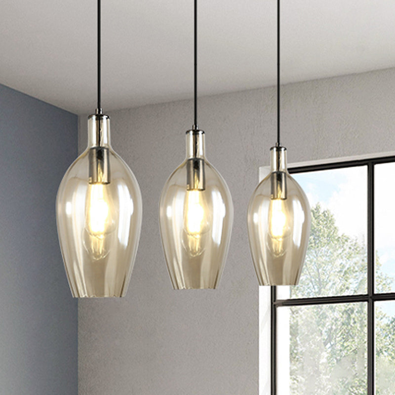 Tulip Hanging Ceiling Light Modern Amber Glass 1 Head Dining Room Pendant Light Fixture Clearhalo 'Ceiling Lights' 'Glass shade' 'Glass' 'Modern Pendants' 'Modern' 'Pendant Lights' 'Pendants' Lighting' 257092