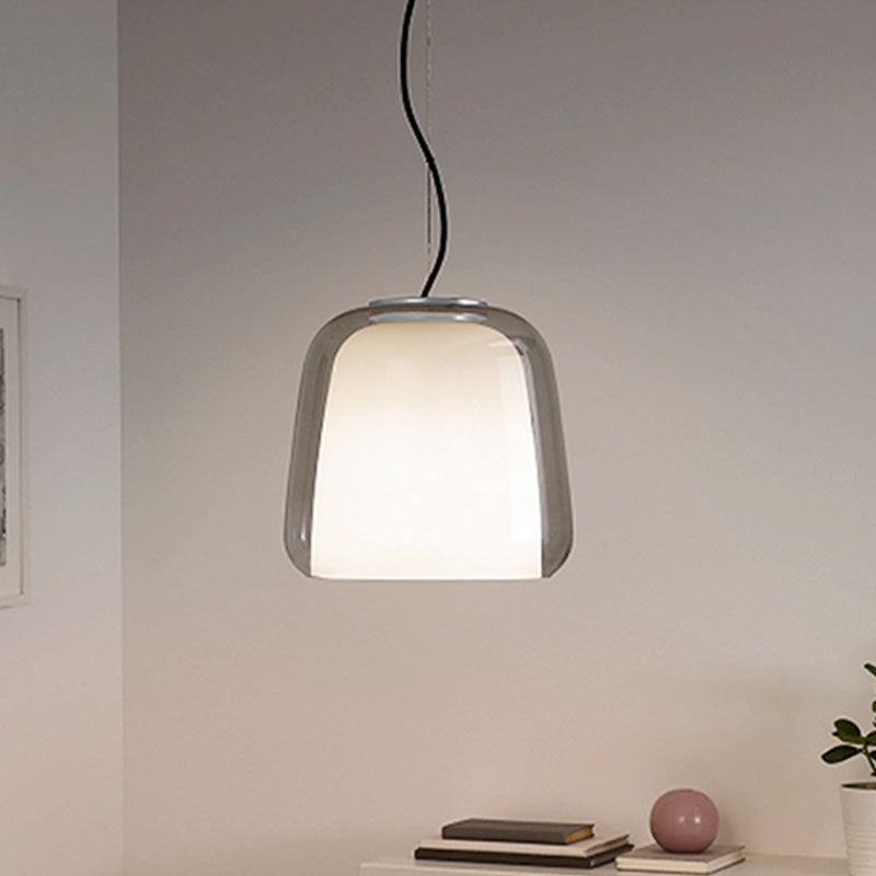 Smoke Gray Class Bowl Hanging Lamp Minimalist 1 Head Suspension Light for Dining Room Clearhalo 'Ceiling Lights' 'Glass shade' 'Glass' 'Modern Pendants' 'Modern' 'Pendant Lights' 'Pendants' Lighting' 257115