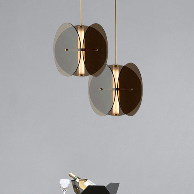 Gold Disc Pendant Light Fixture Modern 1 Light Black Glass Hanging Lamp Kit for Living Room Clearhalo 'Ceiling Lights' 'Glass shade' 'Glass' 'Modern Pendants' 'Modern' 'Pendant Lights' 'Pendants' Lighting' 257123