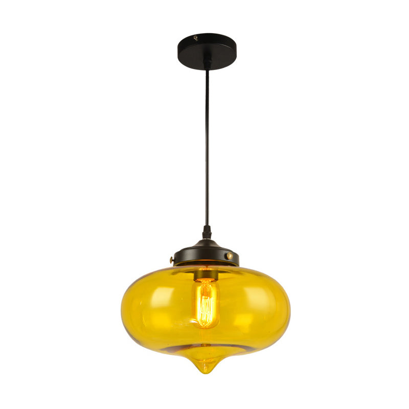 Contemporary Onion Pendant Light Gray/Red/Yellow Glass 1 Head Restaurant Hanging Ceiling Fixture Clearhalo 'Ceiling Lights' 'Glass shade' 'Glass' 'Modern Pendants' 'Modern' 'Pendant Lights' 'Pendants' Lighting' 257336