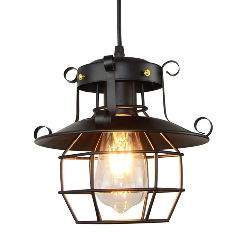 1 Light Lantern Ceiling Pendant Retro Industrial Style Metal Pendant for Restaurant Clearhalo 'Art Deco Pendants' 'Black' 'Cast Iron' 'Ceiling Lights' 'Ceramic' 'Crystal' 'Industrial Pendants' 'Industrial' 'Metal' 'Middle Century Pendants' 'Pendant Lights' 'Pendants' 'Rustic Pendants' 'Tiffany' Lighting' 2578837