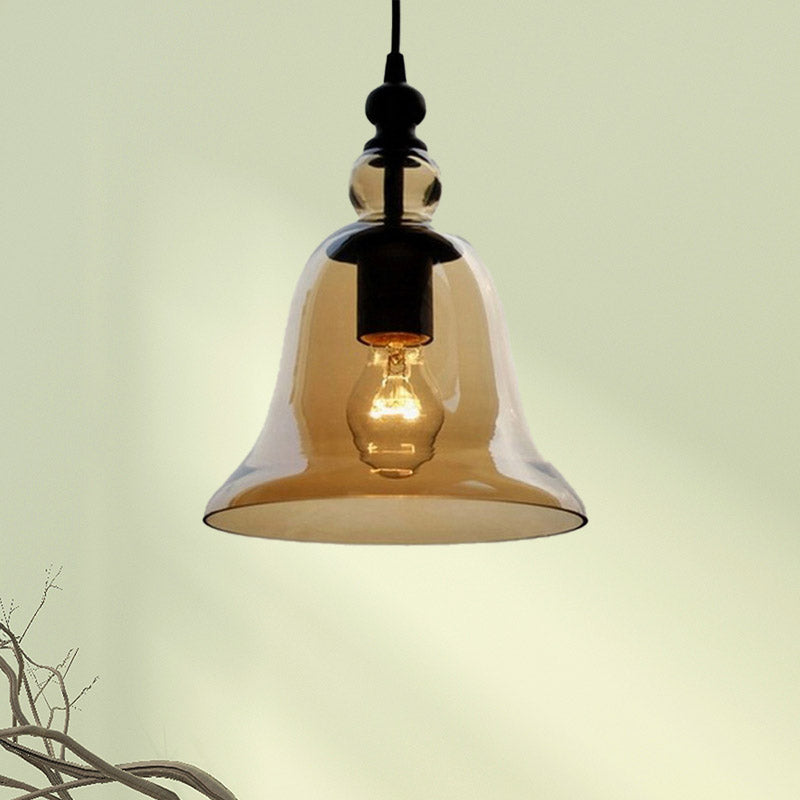 Bell Pendant Lamp Modernism Amber/Clear Glass 1 Head Dining Room Hanging Light Fixture Amber Clearhalo 'Ceiling Lights' 'Glass shade' 'Glass' 'Modern Pendants' 'Modern' 'Pendant Lights' 'Pendants' Lighting' 257951