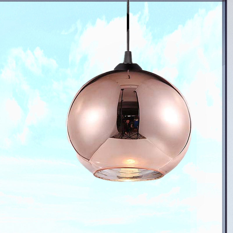 Copper Sphere Pendant Light Fixture Modern 1 Head 8