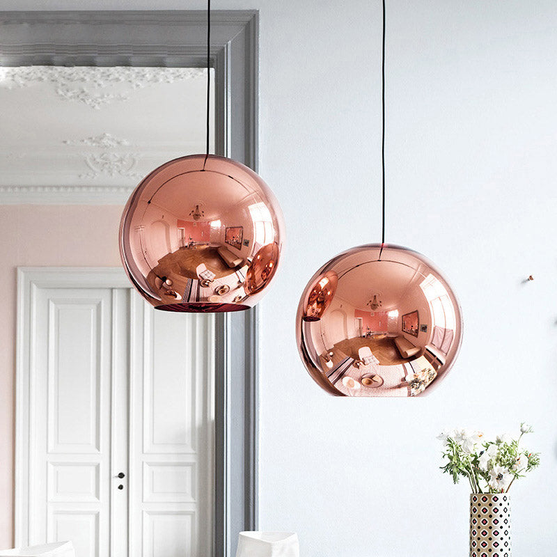 Copper Sphere Pendant Light Fixture Modern 1 Head 8