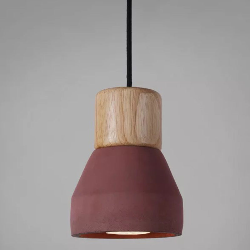 Cement Tapered Hanging Light Nordic Minimalist Style 1 Light Restaurant Down Mini Pendant Red Clearhalo 'Ceiling Lights' 'Modern Pendants' 'Modern' 'Pendant Lights' 'Pendants' Lighting' 2579886