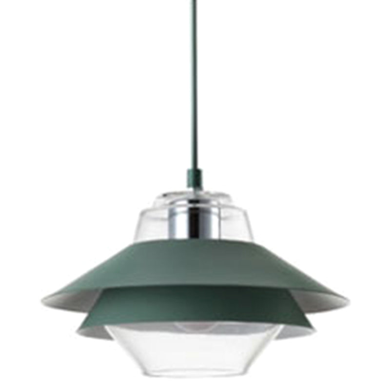 1 Light Layered Concentric Tiers Shade Pendant Lamp Nordic Style Metal Hanging Lamp Green Clearhalo 'Ceiling Lights' 'Modern Pendants' 'Modern' 'Pendant Lights' 'Pendants' Lighting' 2579959