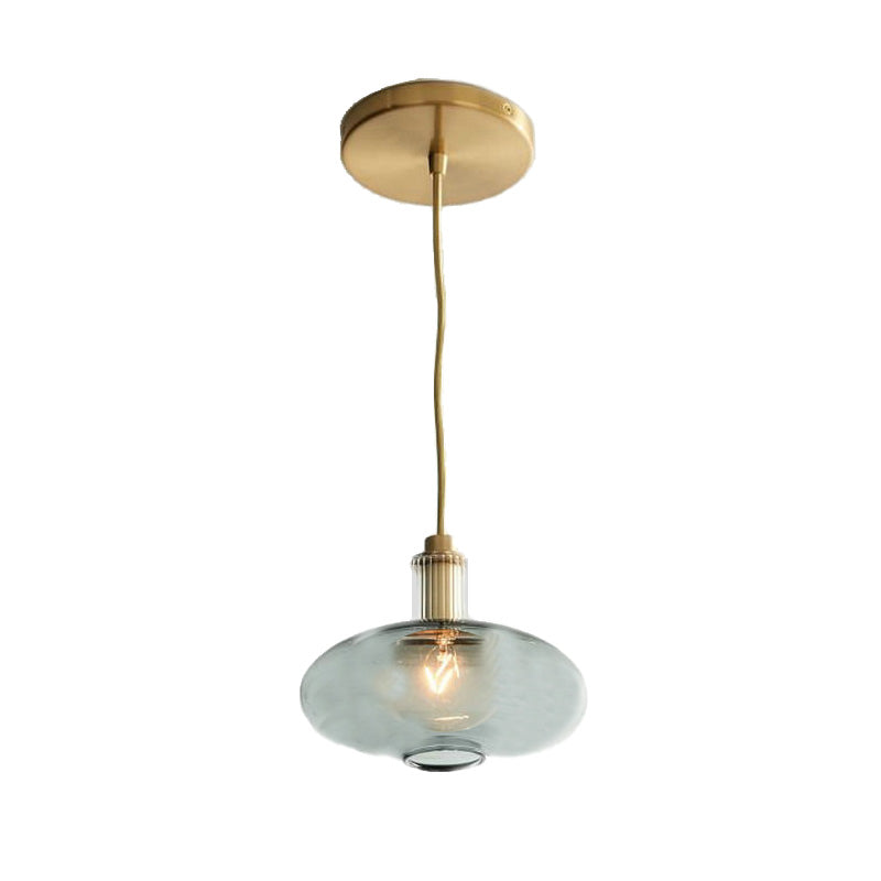 Oval Hanging Lamp Kit Modern Smoke Gray Glass 1 Head Brass Pendant Light Fixture Clearhalo 'Ceiling Lights' 'Glass shade' 'Glass' 'Modern Pendants' 'Modern' 'Pendant Lights' 'Pendants' Lighting' 258063