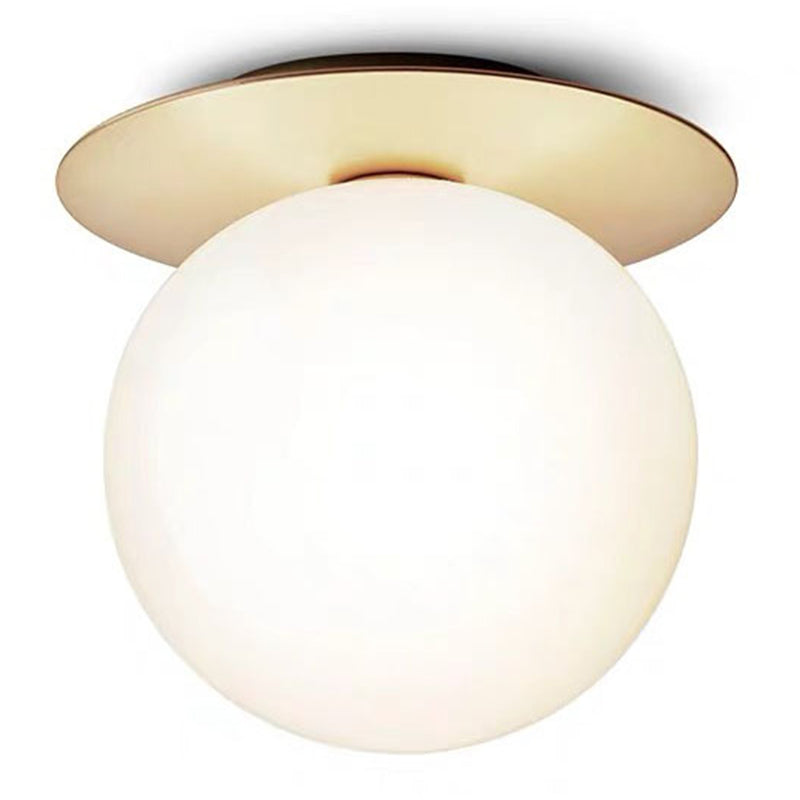 Globe Semi Flush Chandelier Modern 1 Light Glass Ceiling Mount Light Fixture for Hallway White Clearhalo 'Ceiling Lights' 'Close To Ceiling Lights' 'Close to ceiling' 'Semi-flushmount' Lighting' 2588379