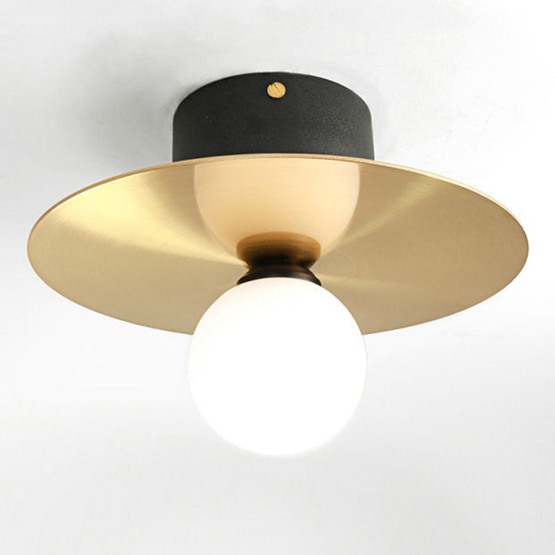 Sphere Semi Flush Ceiling Light Fixtures Ultra-Contemporary 1 Light Milk Glass Ceiling Flush Mount for Living Room Clearhalo 'Ceiling Lights' 'Close To Ceiling Lights' 'Close to ceiling' 'Semi-flushmount' Lighting' 2588387