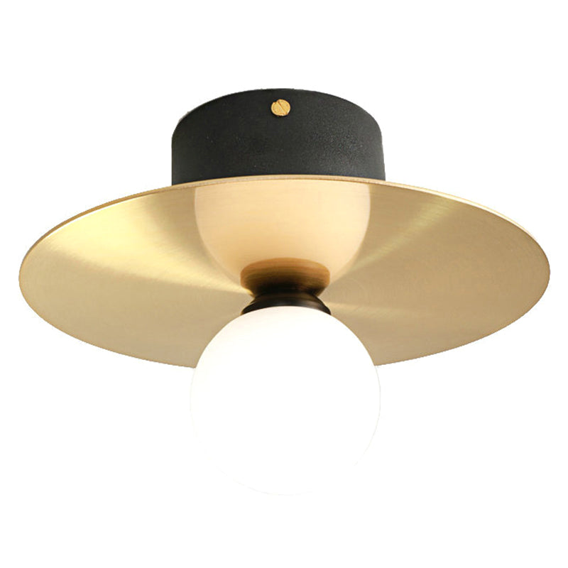 Sphere Semi Flush Ceiling Light Fixtures Ultra-Contemporary 1 Light Milk Glass Ceiling Flush Mount for Living Room Clearhalo 'Ceiling Lights' 'Close To Ceiling Lights' 'Close to ceiling' 'Semi-flushmount' Lighting' 2588391