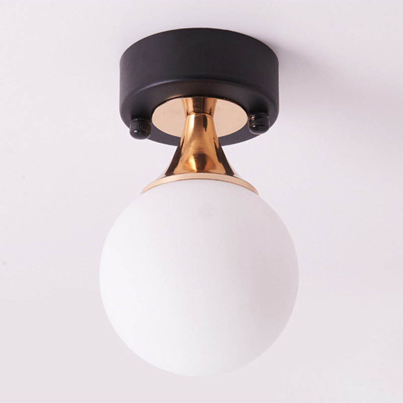 Ball Semi Flush Light Fixtures Contemporary Milk Glass Ceiling Mounted Light for Hallway Clearhalo 'Ceiling Lights' 'Close To Ceiling Lights' 'Close to ceiling' 'Semi-flushmount' Lighting' 2588426