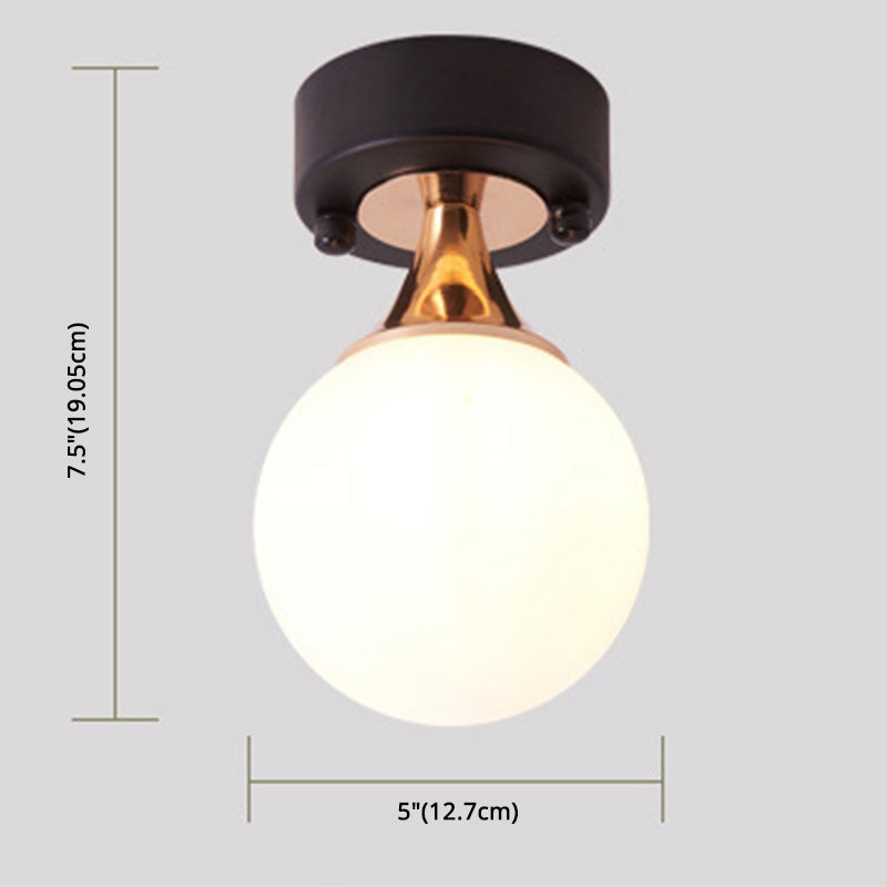 Ball Semi Flush Light Fixtures Contemporary Milk Glass Ceiling Mounted Light for Hallway Clearhalo 'Ceiling Lights' 'Close To Ceiling Lights' 'Close to ceiling' 'Semi-flushmount' Lighting' 2588427