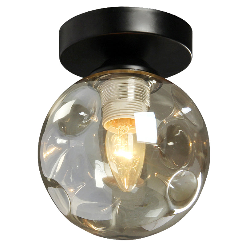 Globe Semi Flush Mount Light Fixture Modernist 1 Light Glass Ceiling Flush Mount for Hallway Clearhalo 'Ceiling Lights' 'Close To Ceiling Lights' 'Close to ceiling' 'Semi-flushmount' Lighting' 2588435