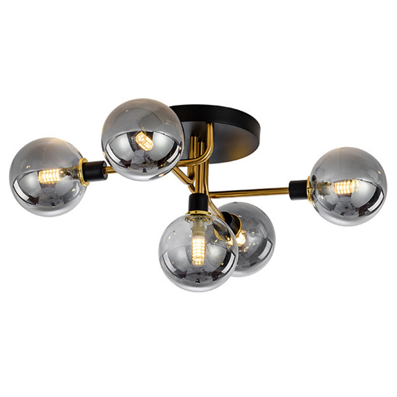 Bubble Semi Flush Mount Lighting Contemporary Stained Glass Ceiling Light Fixtures for Bedroom 5 Smoke Gray Clearhalo 'Ceiling Lights' 'Close To Ceiling Lights' 'Close to ceiling' 'Semi-flushmount' Lighting' 2588491