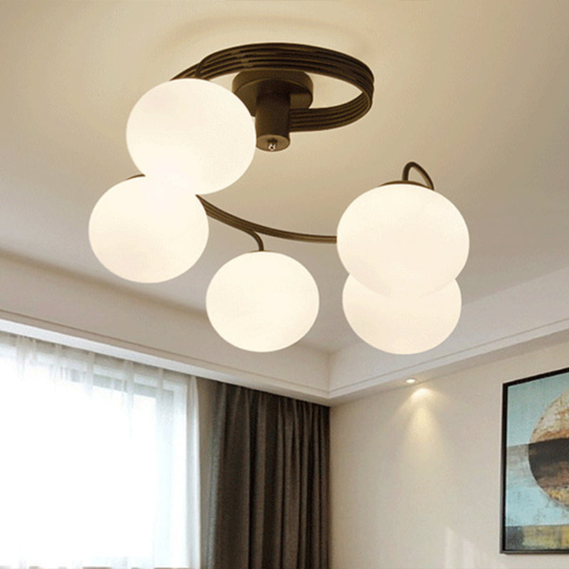 Ball Semi Flush Light Fixtures Modernist Opal Glass Ceiling Mount Light Fixture for Bedroom Clearhalo 'Ceiling Lights' 'Close To Ceiling Lights' 'Close to ceiling' 'Semi-flushmount' Lighting' 2588492