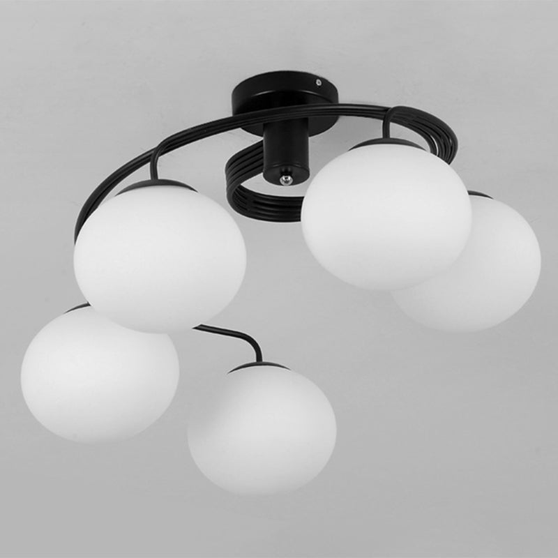 Ball Semi Flush Light Fixtures Modernist Opal Glass Ceiling Mount Light Fixture for Bedroom Clearhalo 'Ceiling Lights' 'Close To Ceiling Lights' 'Close to ceiling' 'Semi-flushmount' Lighting' 2588497