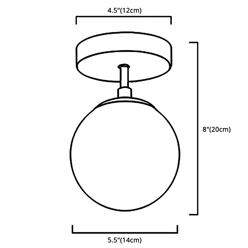 Sphere Semi Flush Chandelier Contemporary 1 Light Frosted Glass Ceiling Mounted Fixture for Hallway Clearhalo 'Ceiling Lights' 'Close To Ceiling Lights' 'Close to ceiling' 'Semi-flushmount' Lighting' 2588511