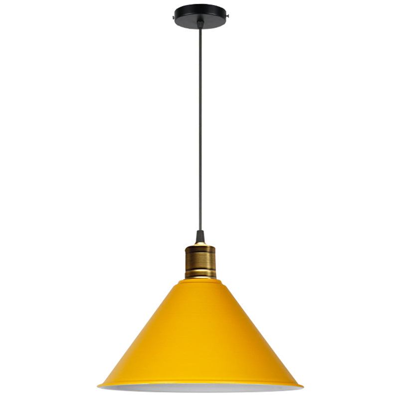 Metal Tapered Hanging Light Nordic Modern Style 1 Light Restaurant Ceiling Pendant Lamp Yellow 16