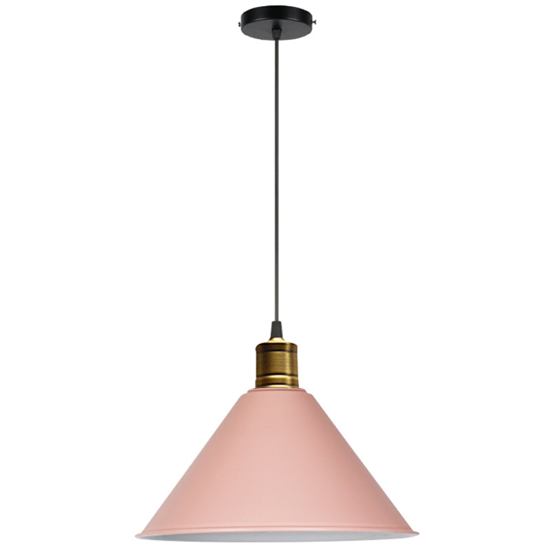 Metal Tapered Hanging Light Nordic Modern Style 1 Light Restaurant Ceiling Pendant Lamp Pink 16