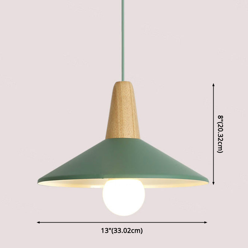 Metal 1 Light Hanging Light Nordic Style Restaurant Ceiling Pendant Lamp with Wooden Top Clearhalo 'Ceiling Lights' 'Modern Pendants' 'Modern' 'Pendant Lights' 'Pendants' Lighting' 2588810