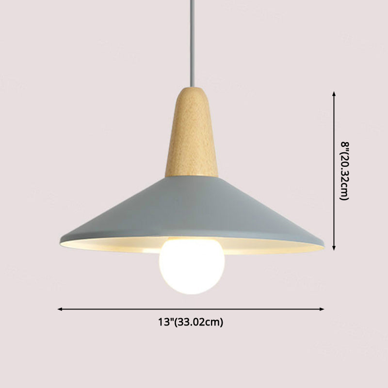 Metal 1 Light Hanging Light Nordic Style Restaurant Ceiling Pendant Lamp with Wooden Top Clearhalo 'Ceiling Lights' 'Modern Pendants' 'Modern' 'Pendant Lights' 'Pendants' Lighting' 2588814