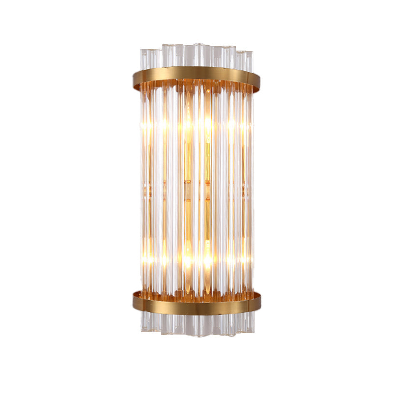 Tri-Sided Crystal Rod Cylinder Wall Mount Light Modern 2 Heads Black/Gold Sconce Light Fixture Clearhalo 'Modern wall lights' 'Modern' 'Wall Lamps & Sconces' 'Wall Lights' Lighting' 258883