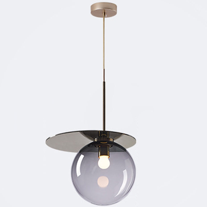 1 Light Spherical Pendant Light Modern Designer Glass Dining Room Hanging Lamp Smoke Gray Clearhalo 'Ceiling Lights' 'Glass shade' 'Glass' 'Modern Pendants' 'Modern' 'Pendant Lights' 'Pendants' Lighting' 2588931