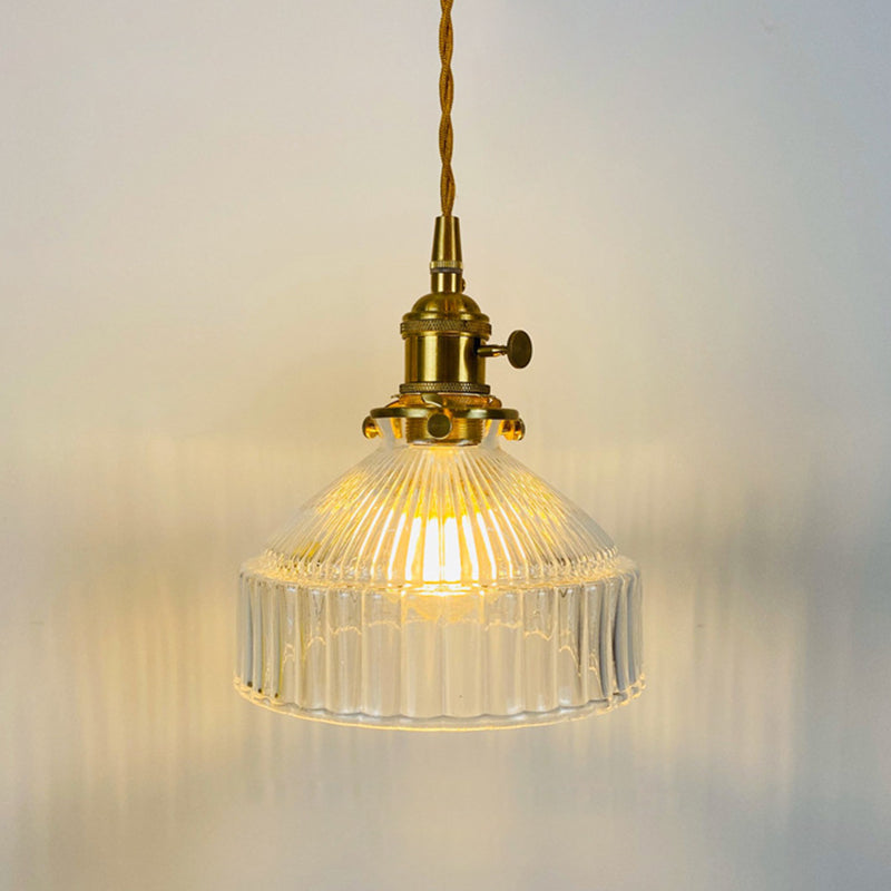 Retro Industrial 1 Light Pendant Lamp Prismatic Glass Barn Pendant Lighting for Living Room Clear Clearhalo 'Ceiling Lights' 'Glass shade' 'Glass' 'Industrial Pendants' 'Industrial' 'Middle Century Pendants' 'Pendant Lights' 'Pendants' 'Tiffany' Lighting' 2588948