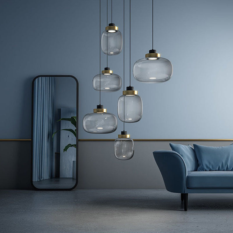 1 Light Mason Jar Pendant Light Modern Hand blown Glass Shade Hanging Lamp Clearhalo 'Ceiling Lights' 'Glass shade' 'Glass' 'Modern Pendants' 'Modern' 'Pendant Lights' 'Pendants' Lighting' 2588975