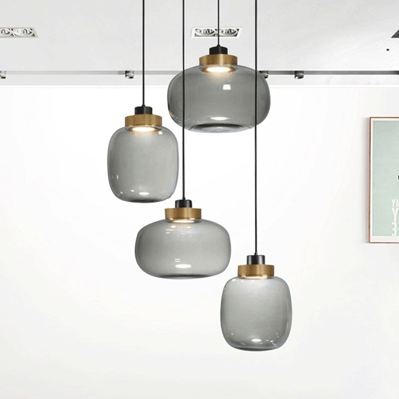 1 Light Mason Jar Pendant Light Modern Hand blown Glass Shade Hanging Lamp Clearhalo 'Ceiling Lights' 'Glass shade' 'Glass' 'Modern Pendants' 'Modern' 'Pendant Lights' 'Pendants' Lighting' 2588977