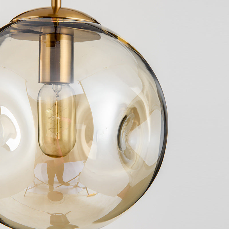 1 Light Spherical Pendant Light Modern Hand-blown Glass Shade Hanging Lamp Amber Clearhalo 'Ceiling Lights' 'Glass shade' 'Glass' 'Modern Pendants' 'Modern' 'Pendant Lights' 'Pendants' Lighting' 2589005