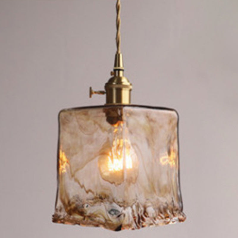 Vintage 1 Light Pendant Lamp Amber Alabaster Glass Pendant Lighting for Living Room Amber 7