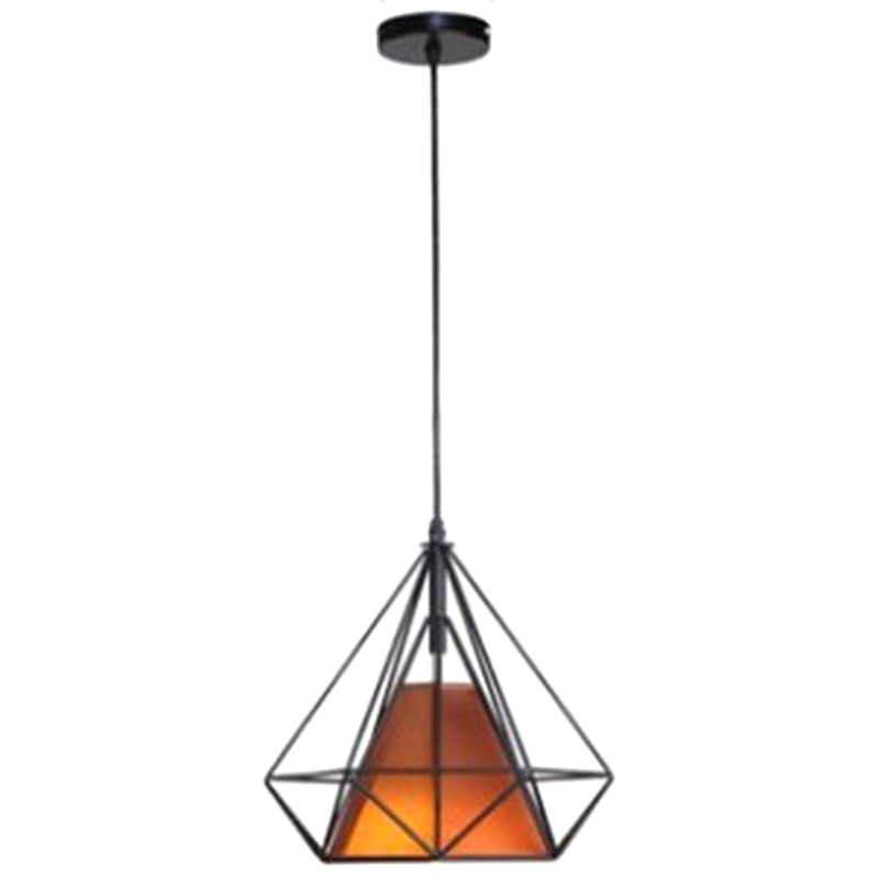 Diamond Iron Cluster Pendant Lighting Nordic Retro 1-Light Restaurant Hanging Lamp in Black Black 10