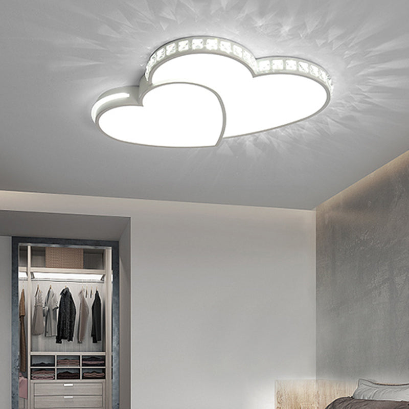 Heart Flush Light 1 Light Metal Modern Flush Mount Ceiling Light Fixtures for Bedroom White White Clearhalo 'Ceiling Lights' 'Close To Ceiling Lights' 'Close to ceiling' 'Flush mount' Lighting' 2589276