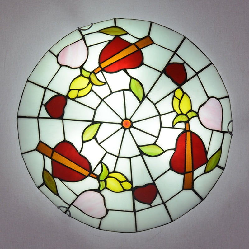 Dome Flush Mount Light 2/3/4 Lights Stained Glass Tiffany-Style Flush Mount Spotlight Clearhalo 'Ceiling Lights' 'Close To Ceiling Lights' 'Close to ceiling' 'Flush mount' Lighting' 2589452