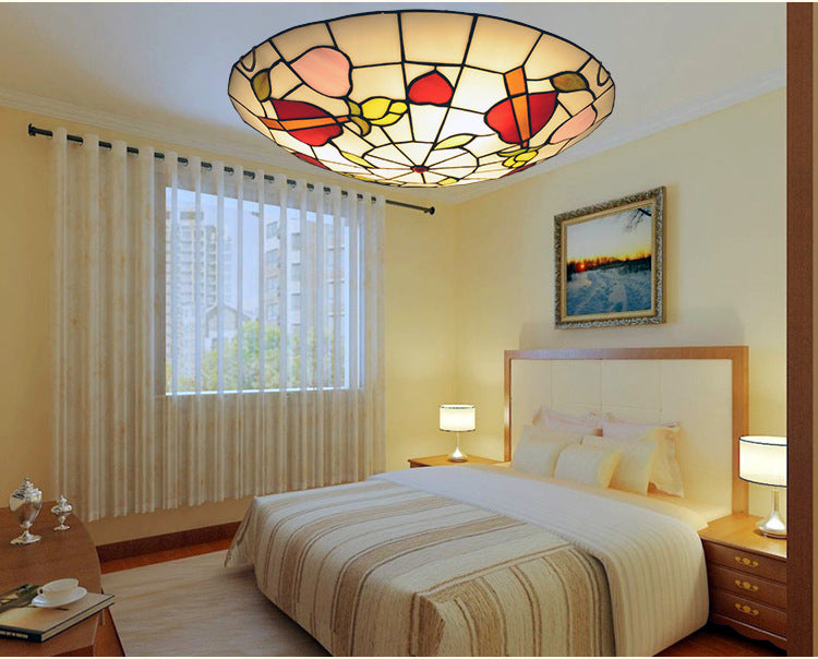 Dome Flush Mount Light 2/3/4 Lights Stained Glass Tiffany-Style Flush Mount Spotlight Clearhalo 'Ceiling Lights' 'Close To Ceiling Lights' 'Close to ceiling' 'Flush mount' Lighting' 2589457