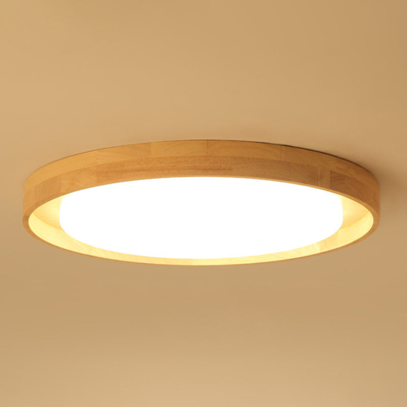 Circle Semi Flush Mount Light Fixture Ultra-Contemporary Acrylic Ceiling Light Fixture for Bedroom Wood 23