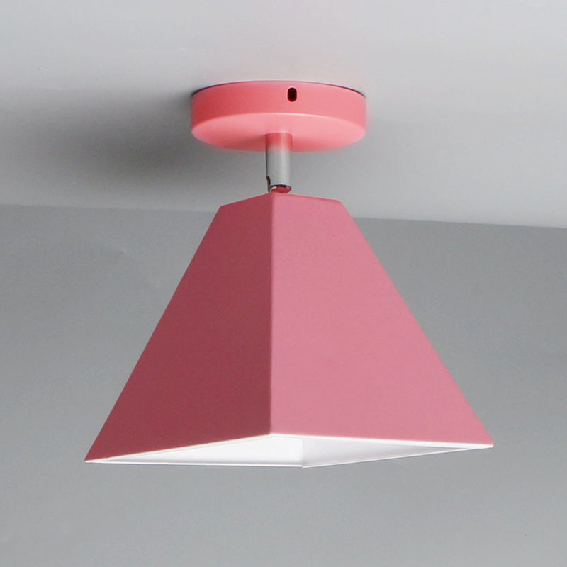 Trapezoid Flush Light 1 Light Metal Modern Flush Mount Ceiling Light Fixtures Pink Clearhalo 'Ceiling Lights' 'Close To Ceiling Lights' 'Close to ceiling' 'Semi-flushmount' Lighting' 2590527