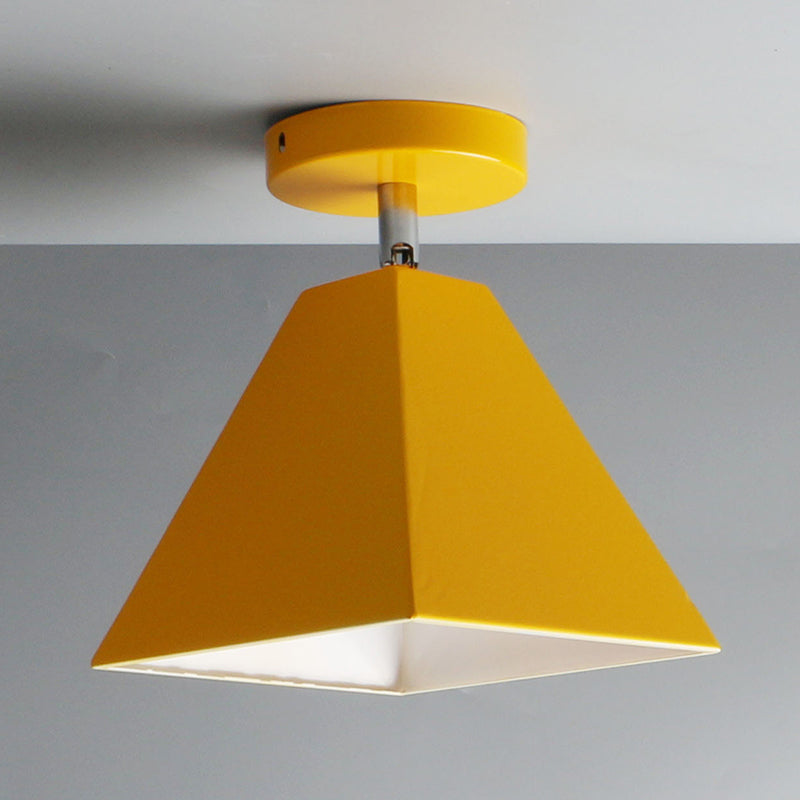 Trapezoid Flush Light 1 Light Metal Modern Flush Mount Ceiling Light Fixtures Yellow Clearhalo 'Ceiling Lights' 'Close To Ceiling Lights' 'Close to ceiling' 'Semi-flushmount' Lighting' 2590531