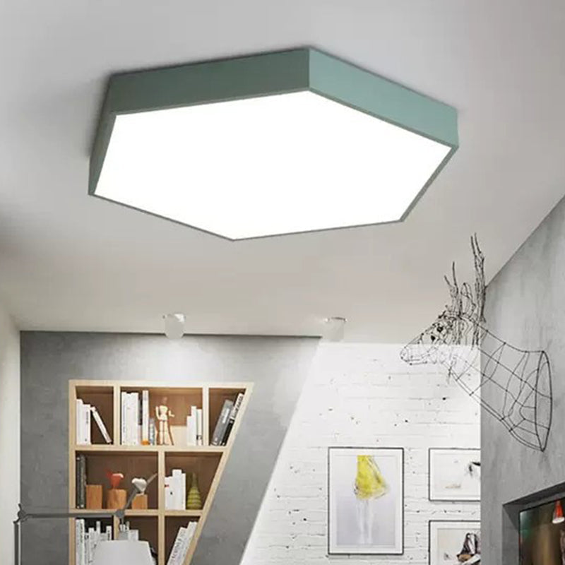 Hexagon Flush Light Fixtures 1 Light Acrylic Minimalist Flush Mount Ceiling Light Fixture Green Clearhalo 'Ceiling Lights' 'Close To Ceiling Lights' 'Close to ceiling' 'Flush mount' Lighting' 2590568