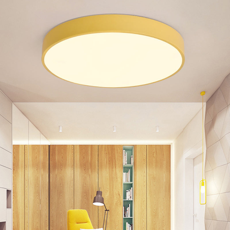 Disk Flush Mount Ceiling Light Minimalism Acrylic Ceiling Mount Light Fixture for Bedroom Yellow Clearhalo 'Ceiling Lights' 'Close To Ceiling Lights' 'Close to ceiling' 'Flush mount' Lighting' 2590589