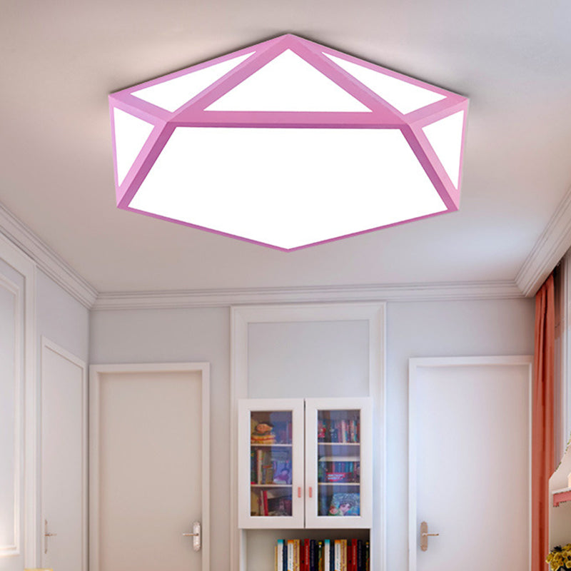 Diamond Flush Mount Ceiling Light Modernist Acrylic Ceiling Flush Mount for Living Room Pink Clearhalo 'Ceiling Lights' 'Close To Ceiling Lights' 'Close to ceiling' 'Flush mount' Lighting' 2590598